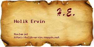 Holik Ervin névjegykártya
